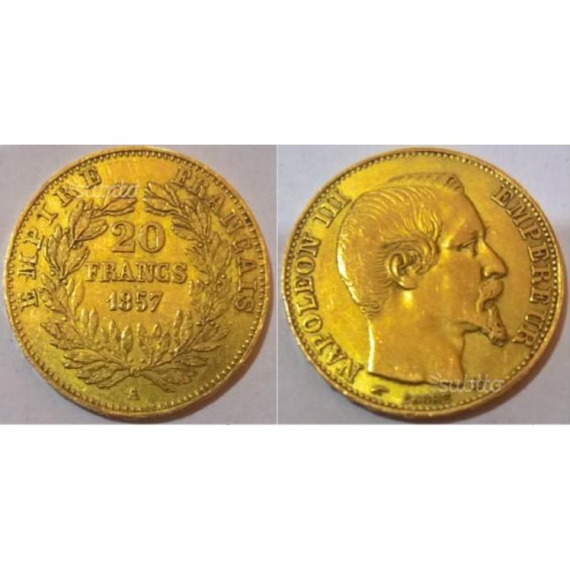 20 franchi d'oro moneta rara